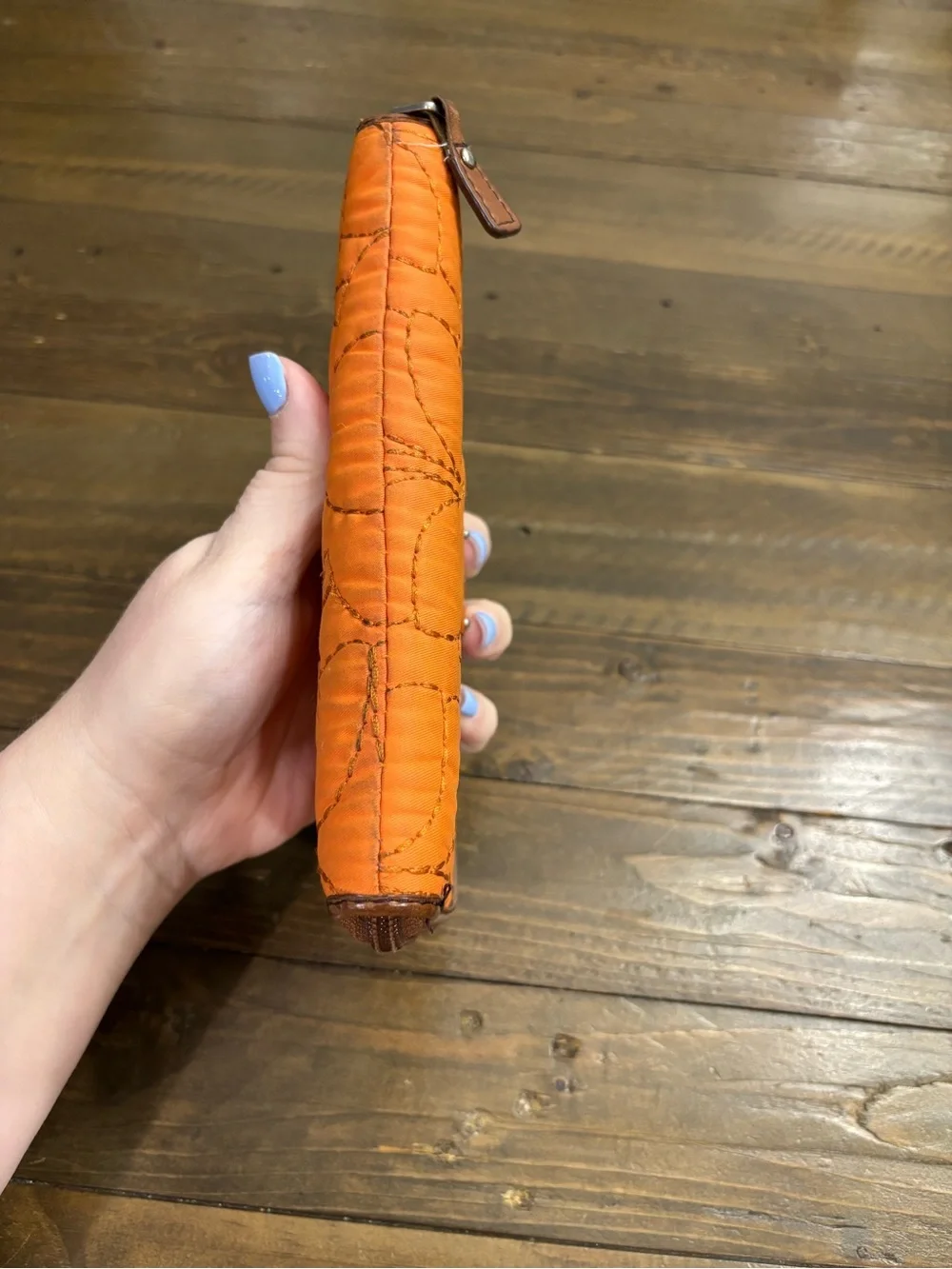 Fossil Key-Per Orange Quilted Wallet